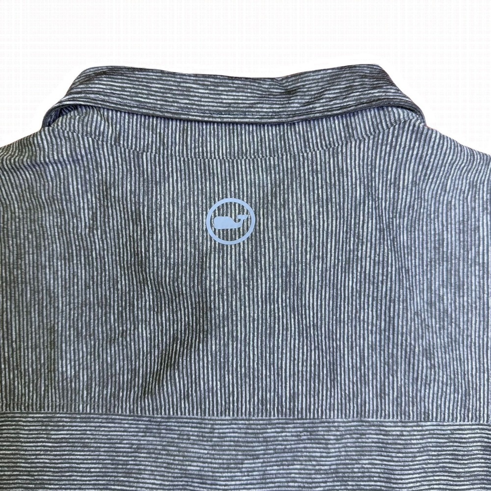 Vineyard Vines Performance Polo Shirt Mens Large L Gray Stripes Q2 Logo Golf - Picture 9 of 12
